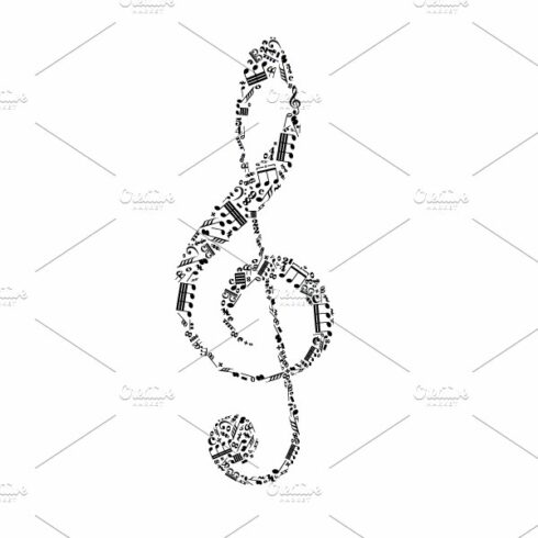 Treble clef sign on white cover image.