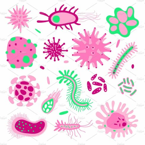 Cartoon bacterias set cover image.