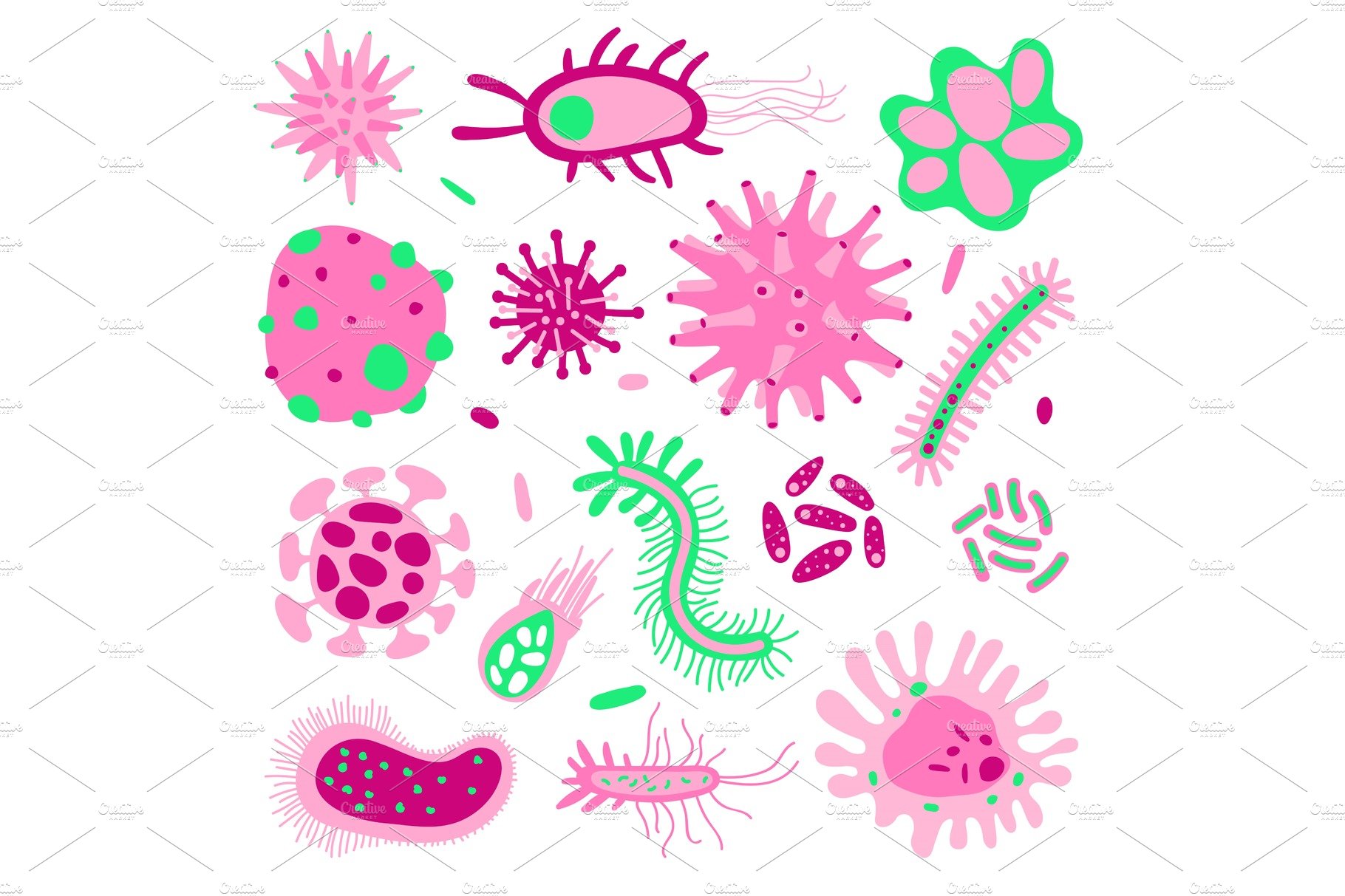 Cartoon bacterias set cover image.