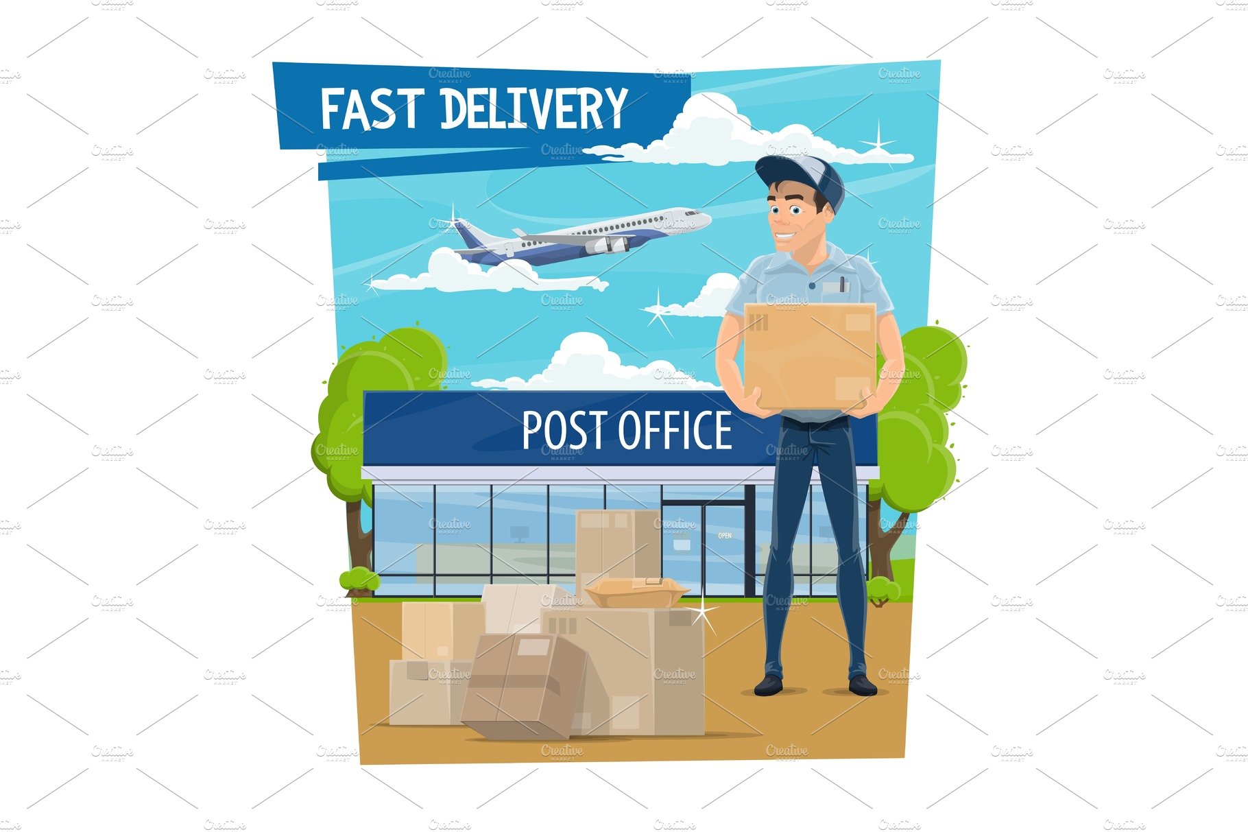 Post office and delivery, mailman cover image.