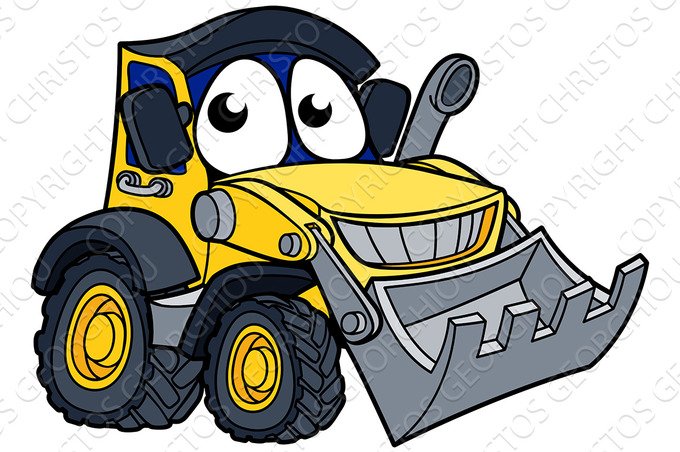 Digger Bulldozer Cartoon Mascot cover image.