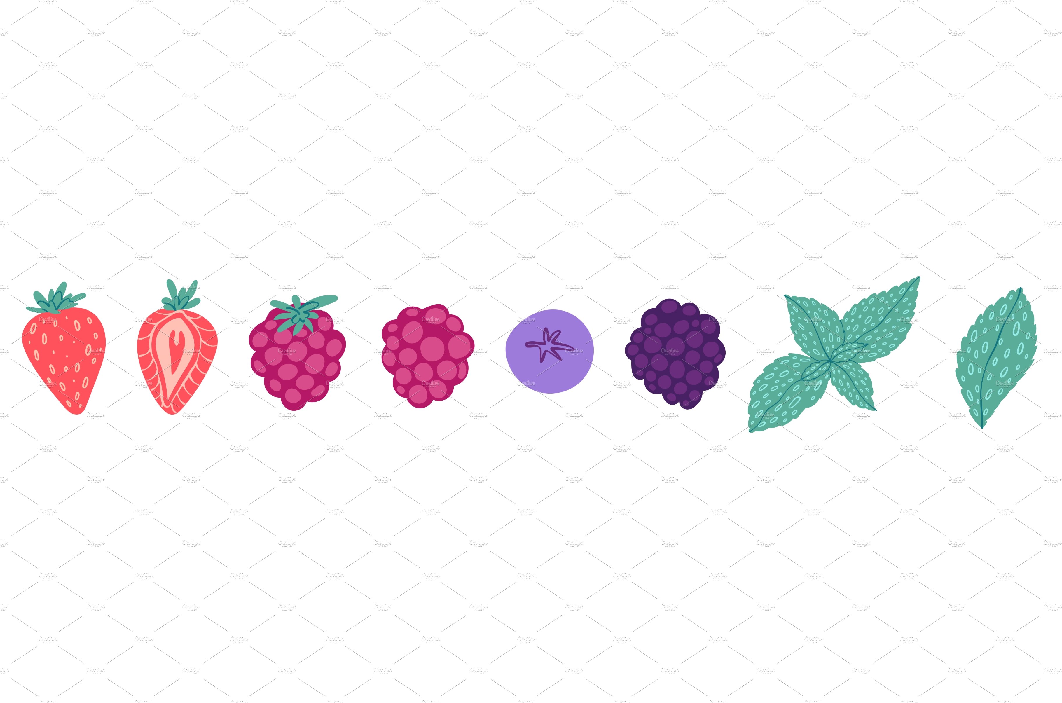 Summer berry set vector illustration cover image.