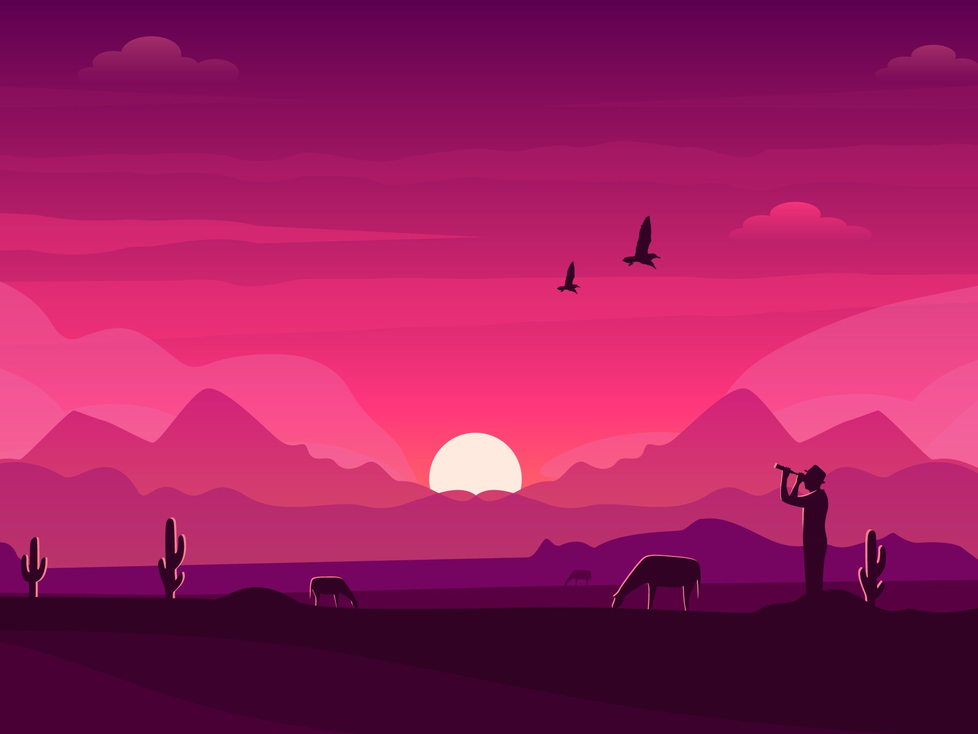 Sunset twilight vector illustration cover image.