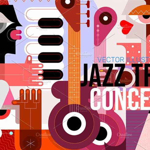 Jazz Trio Concert vector artwork cover image.