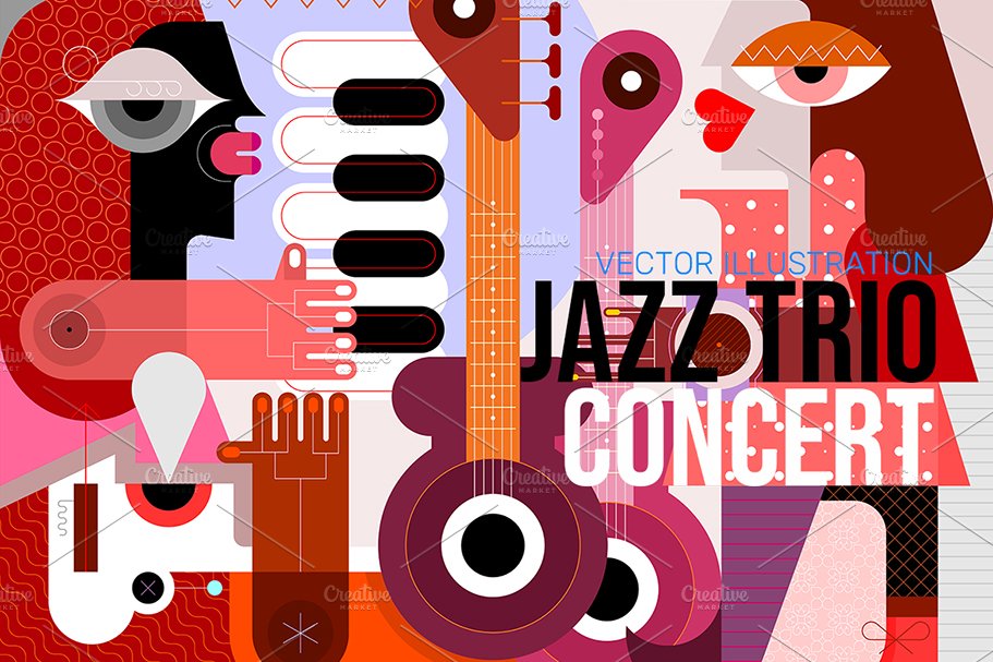 Jazz Trio Concert vector artwork cover image.