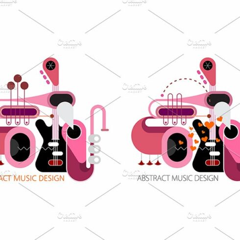 2 options of Abstract Music Design cover image.