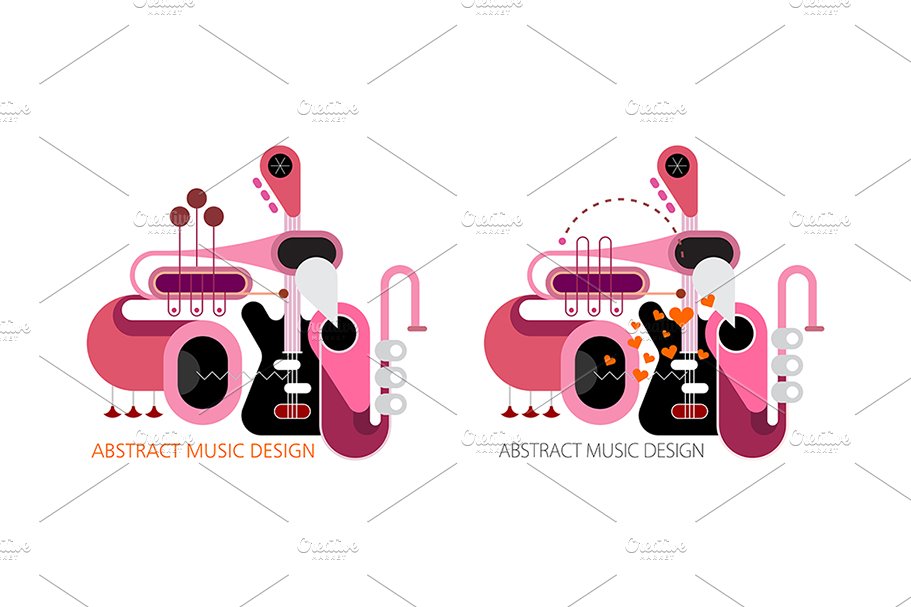 2 options of Abstract Music Design cover image.