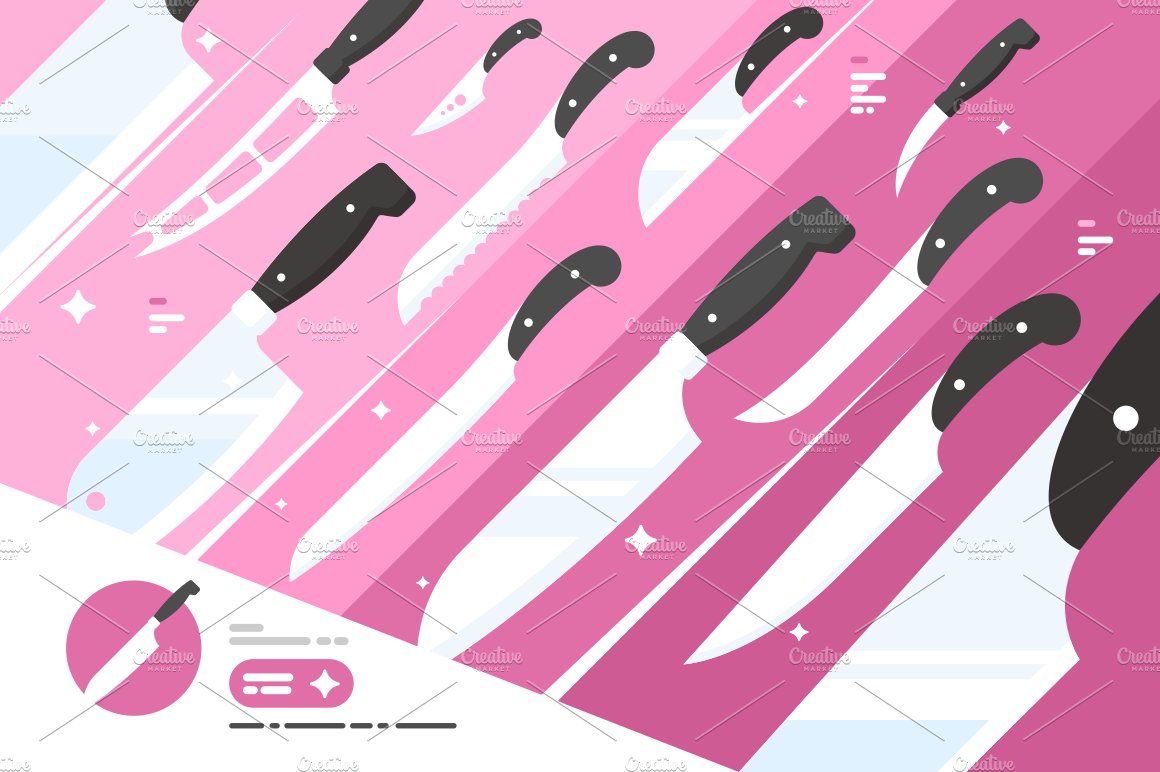 Set of kitchen knives cover image.