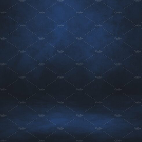 Empty black and blue concrete interior background cover image.