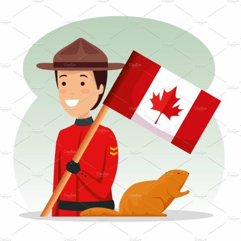 canada policeman with partiotic flag cover image.