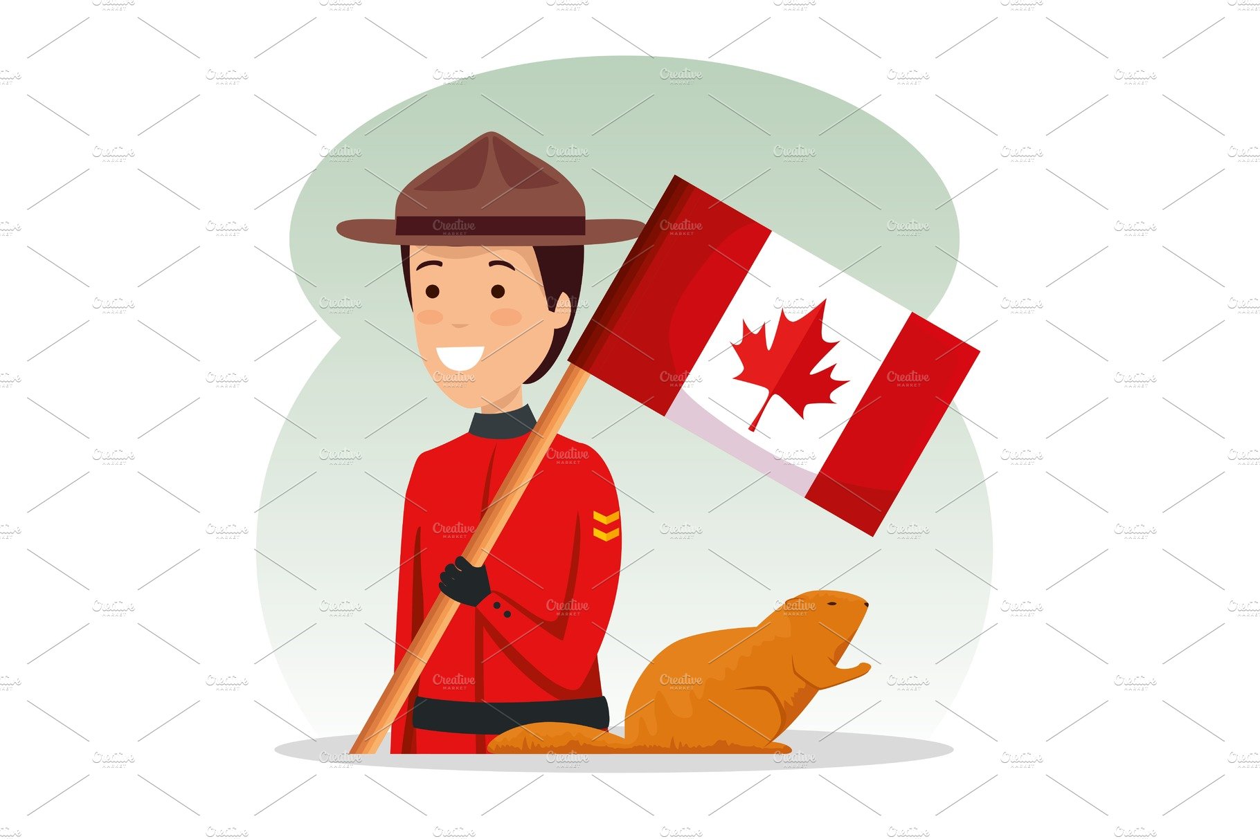 canada policeman with partiotic flag cover image.