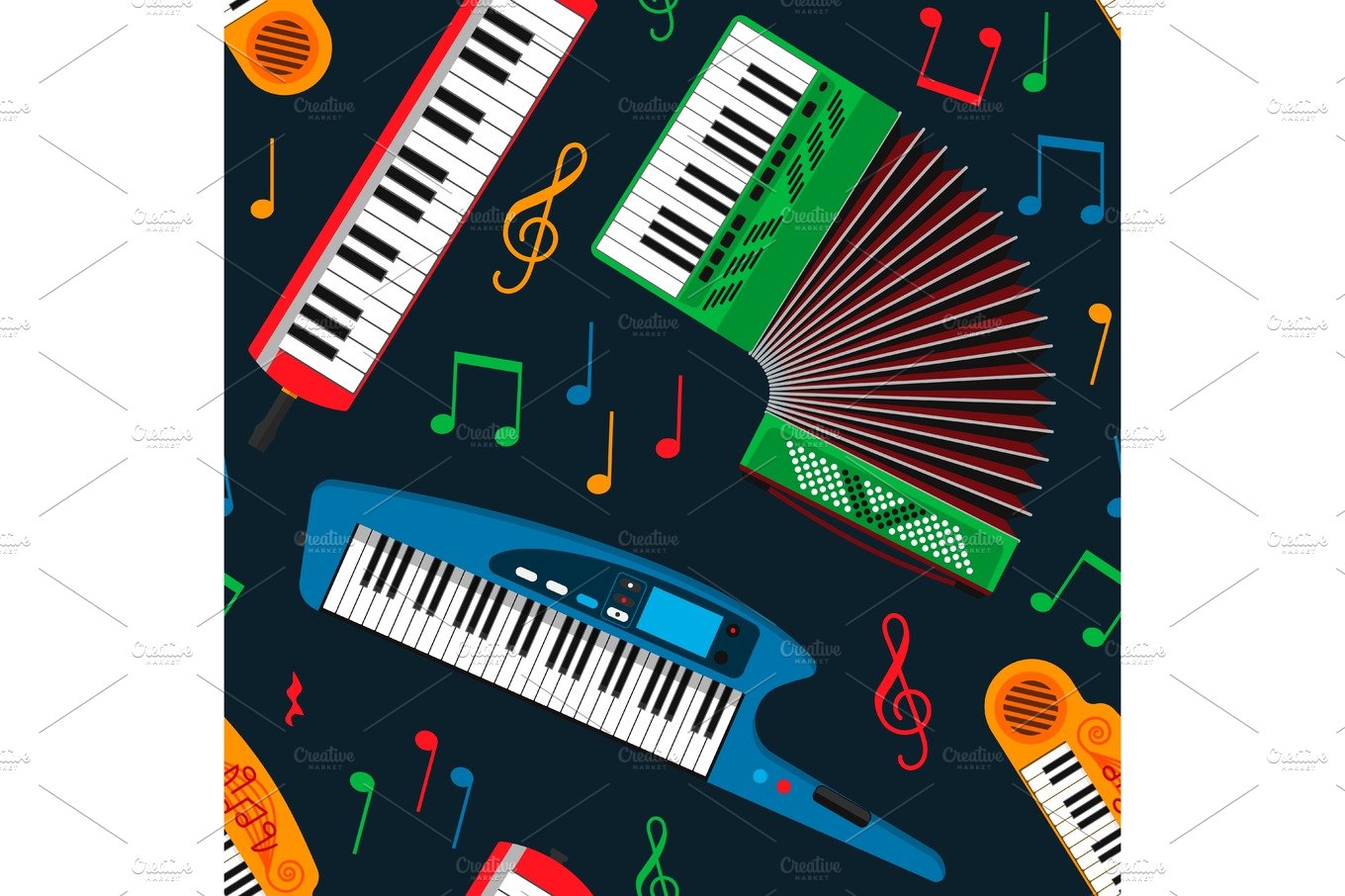 Synthesizer piano musical equipment seamless pattern vector illustration. cover image.