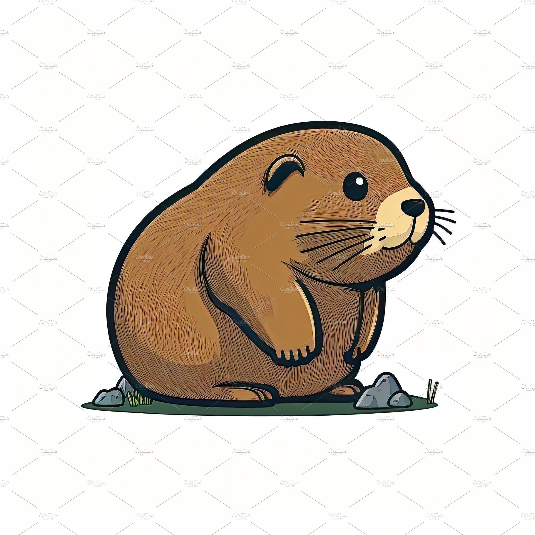 Cartoon happy beaver on a light color background. Generative AI cover image.