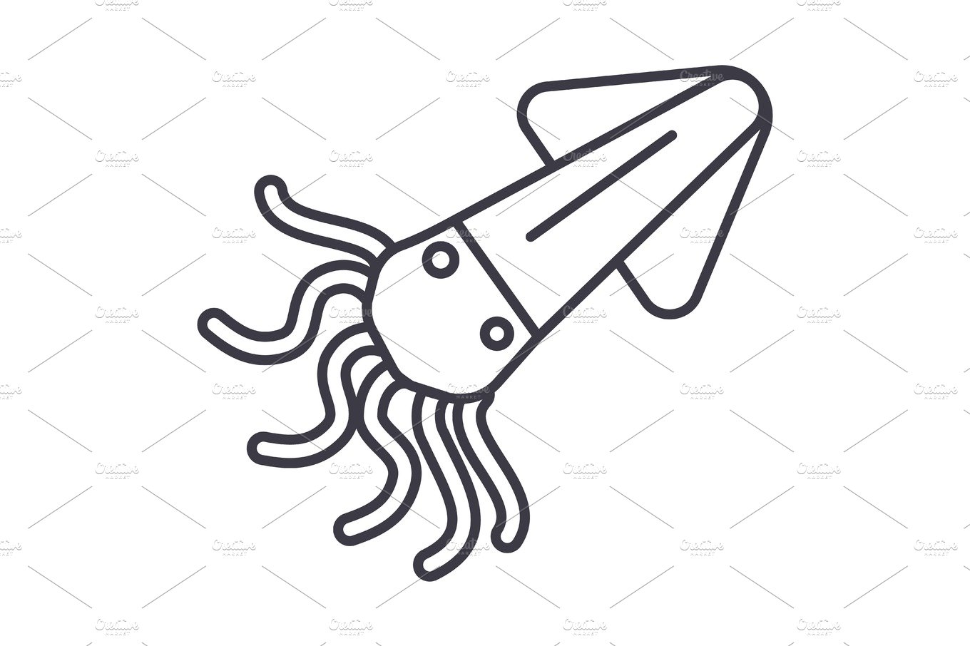 squid,calamary vector line icon, sign, illustration on background, editable... cover image.