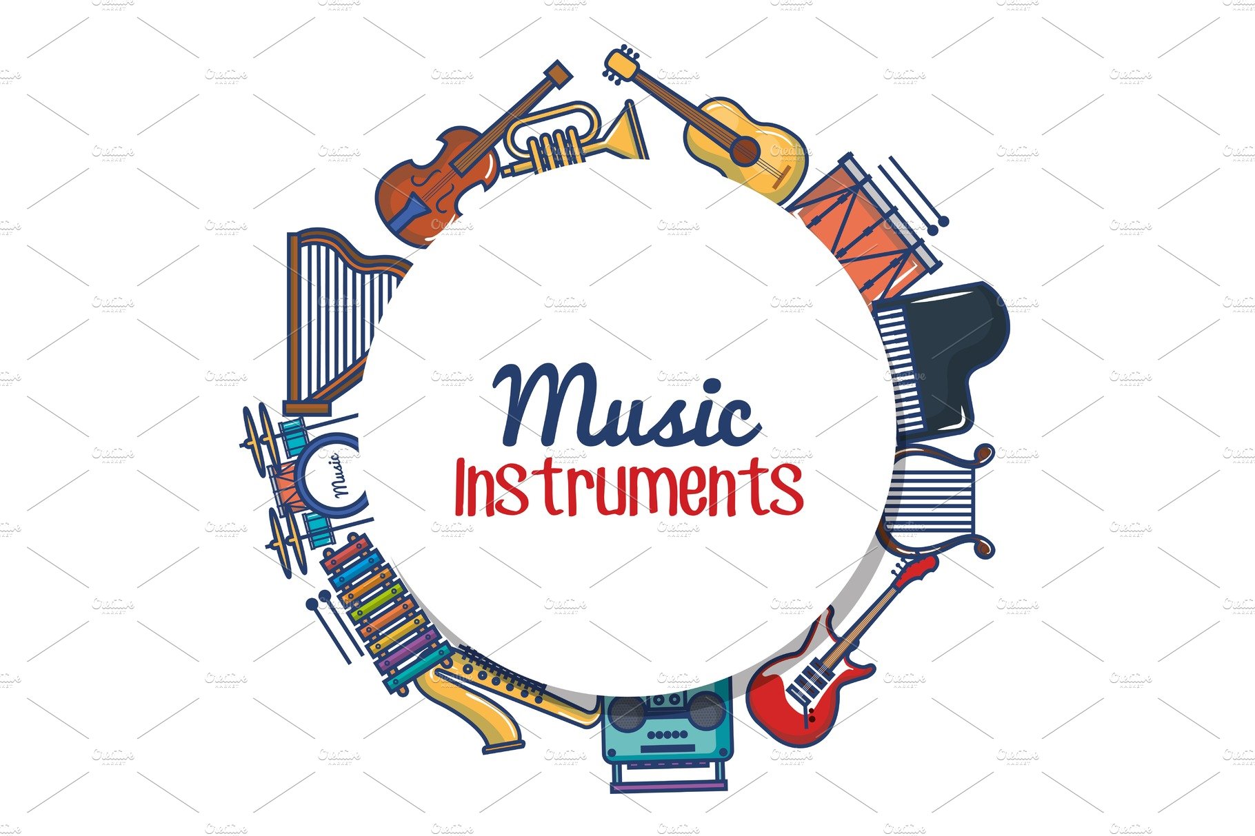 Music instruments design cover image.