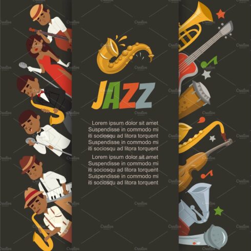 Jazz festival or party with cartoon cover image.