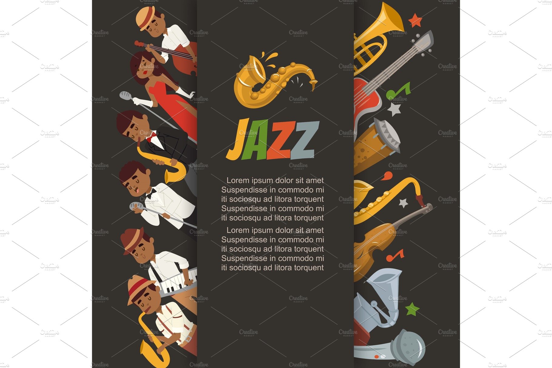 Jazz festival or party with cartoon cover image.