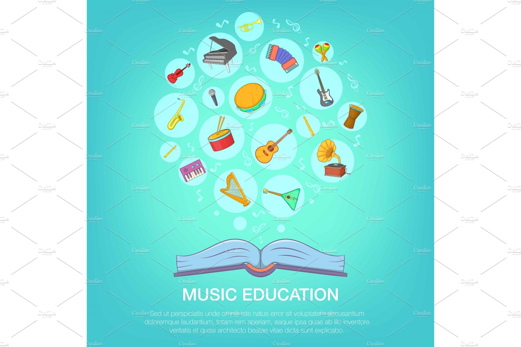 Musical instruments blue concept cover image.