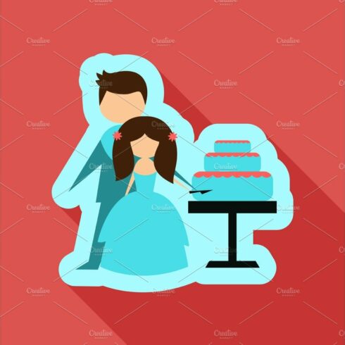 Newlyweds cut wedding cake cover image.