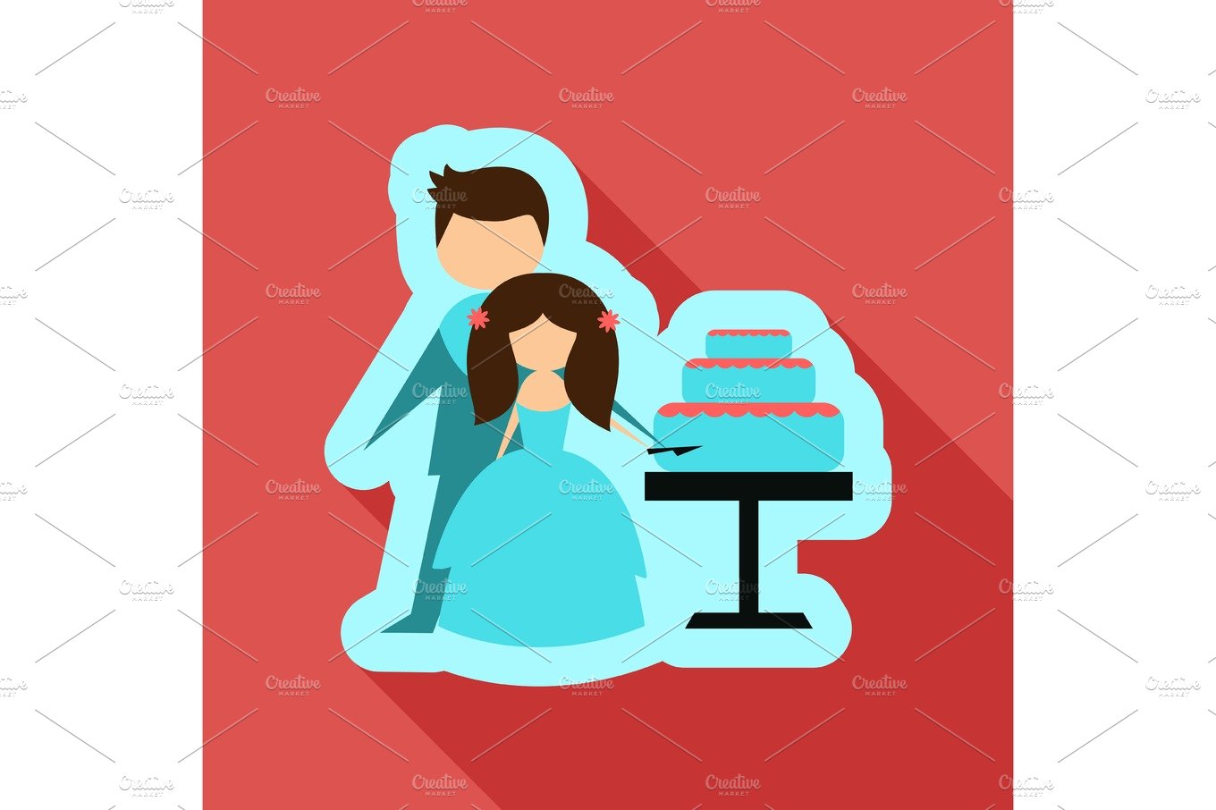 Newlyweds cut wedding cake cover image.