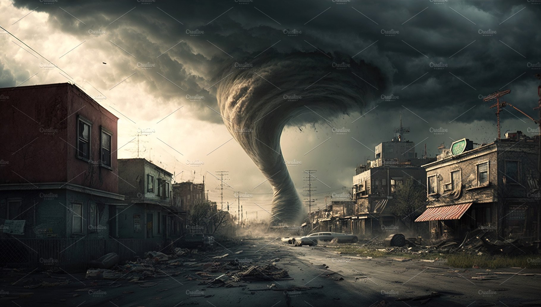 Tornado storm destroying houses cover image.