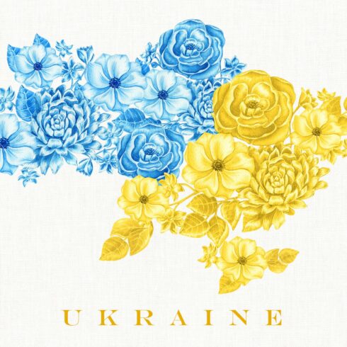 Watercolor Ukraine flower map cover image.