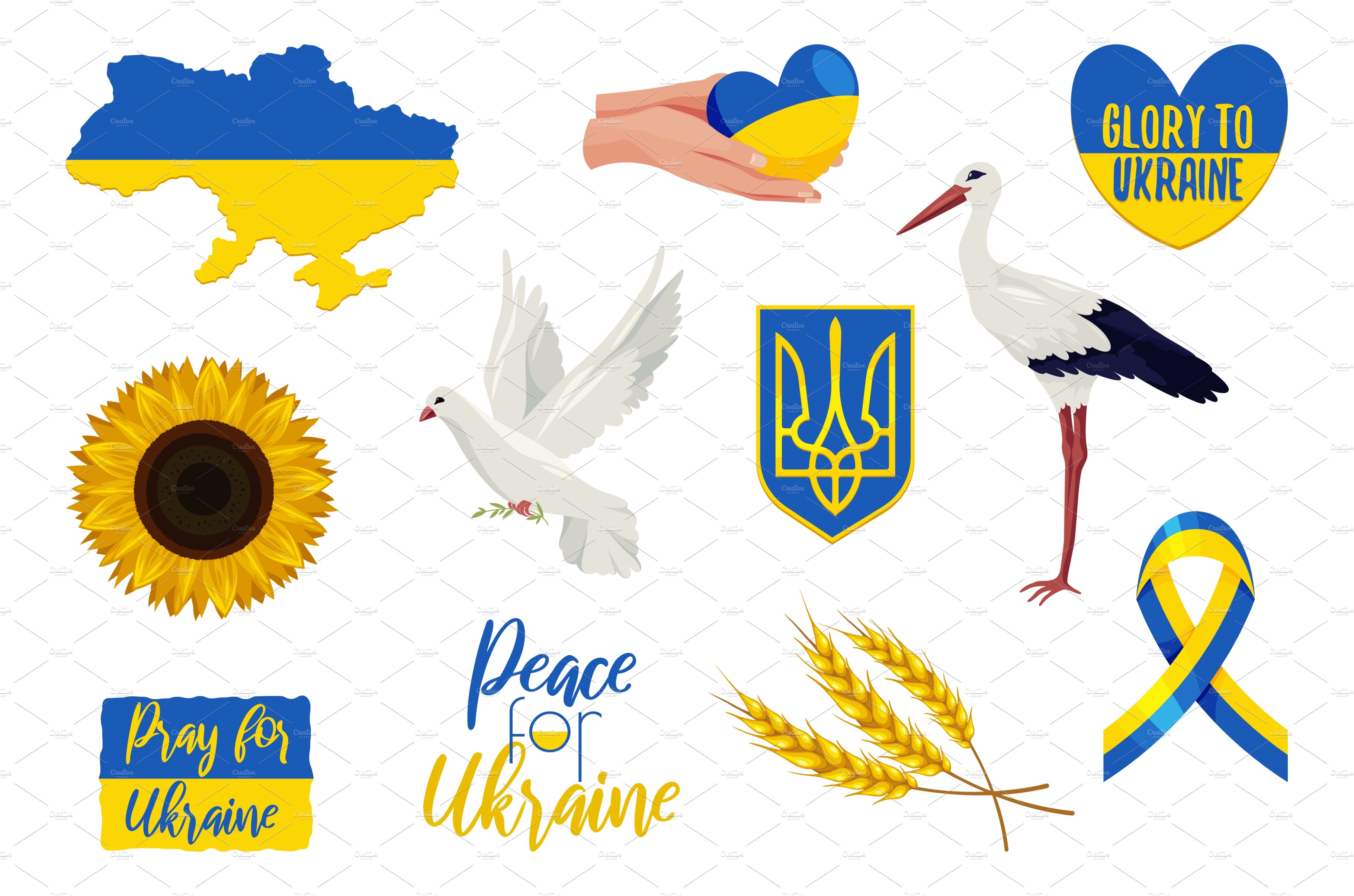 Set of ukrainian national symbols cover image.