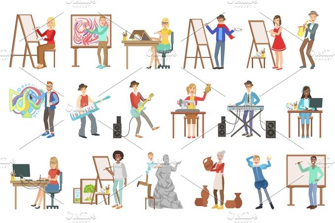 People With Artistic Professions Set Of Illustrations cover image.