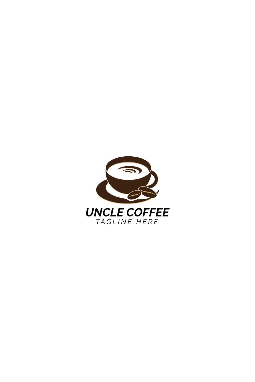 Uncle Coffee cup and coffee beans logo pinterest preview image.