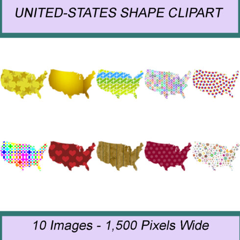 UNITED-STATES SHAPE CLIPART ICONS cover image.