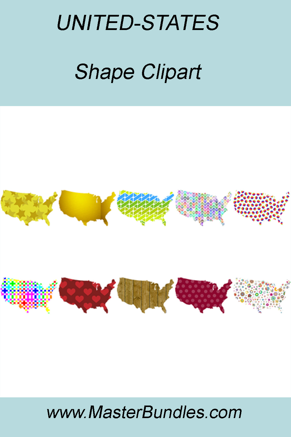 UNITED-STATES SHAPE CLIPART ICONS pinterest preview image.