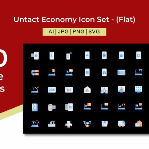 Untact Economy Flat Icon Set cover image.