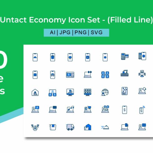 Untact Economy Filled Line Icon Set cover image.