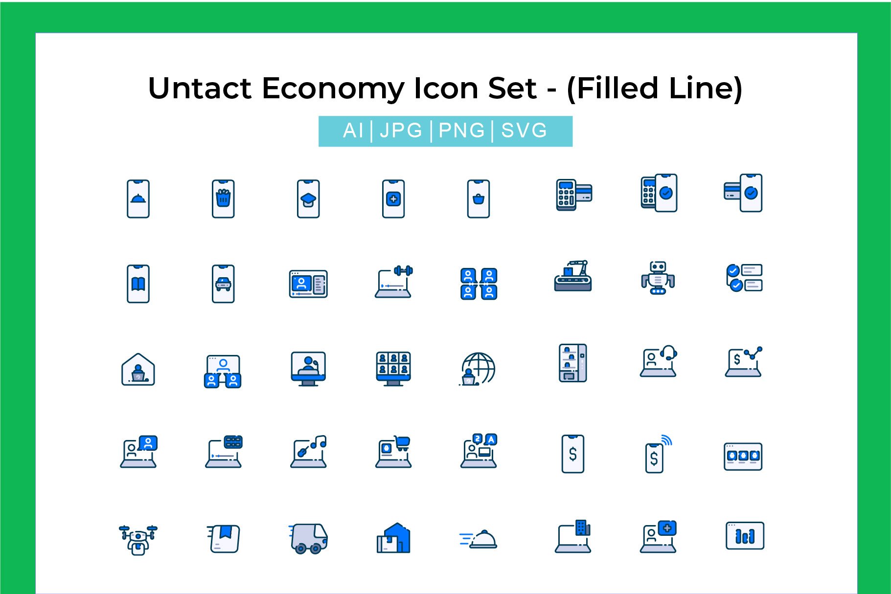 Untact Economy Filled Line Icon Set preview image.