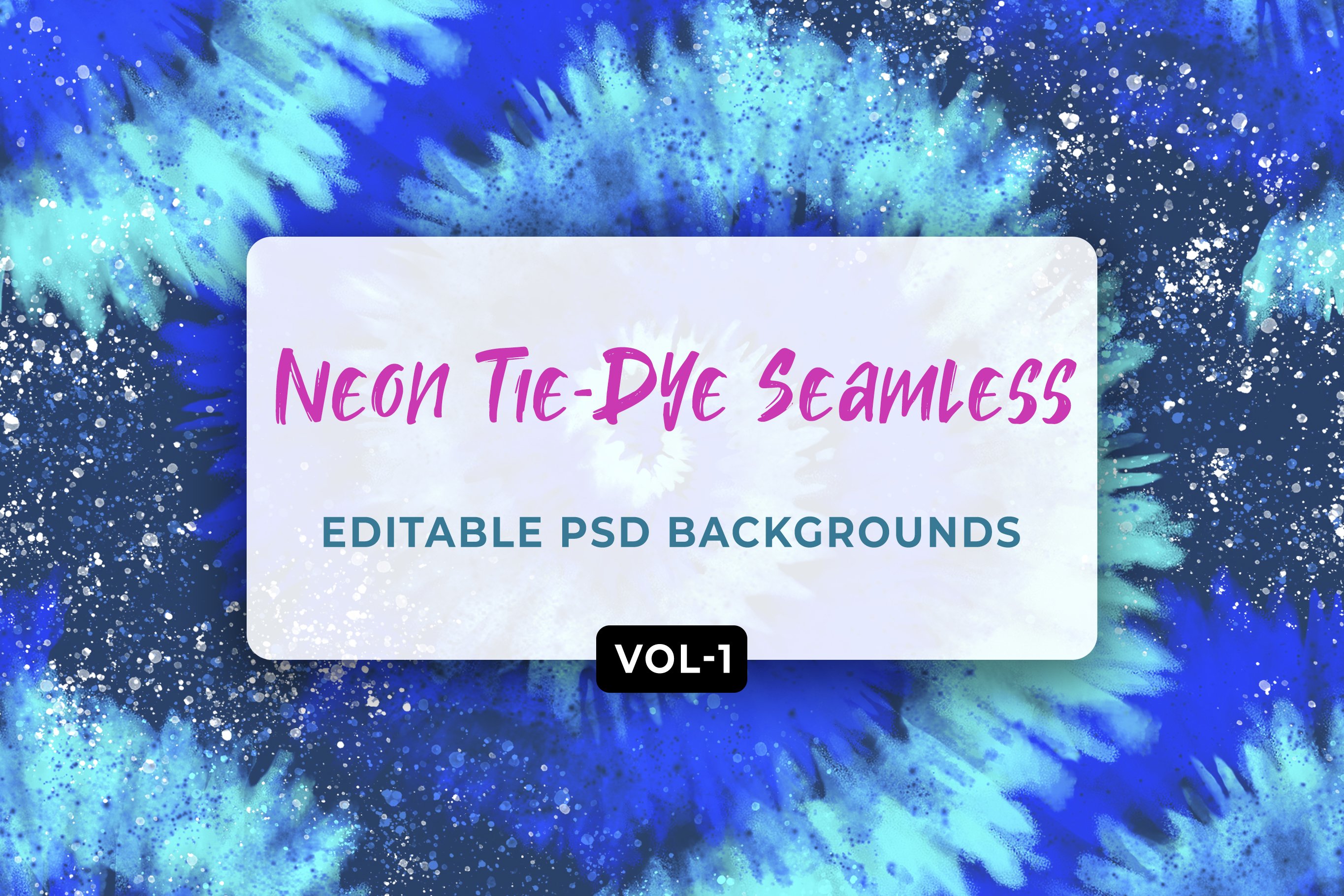 Neon Tie-Dye Seamless Patterns V-01 cover image.