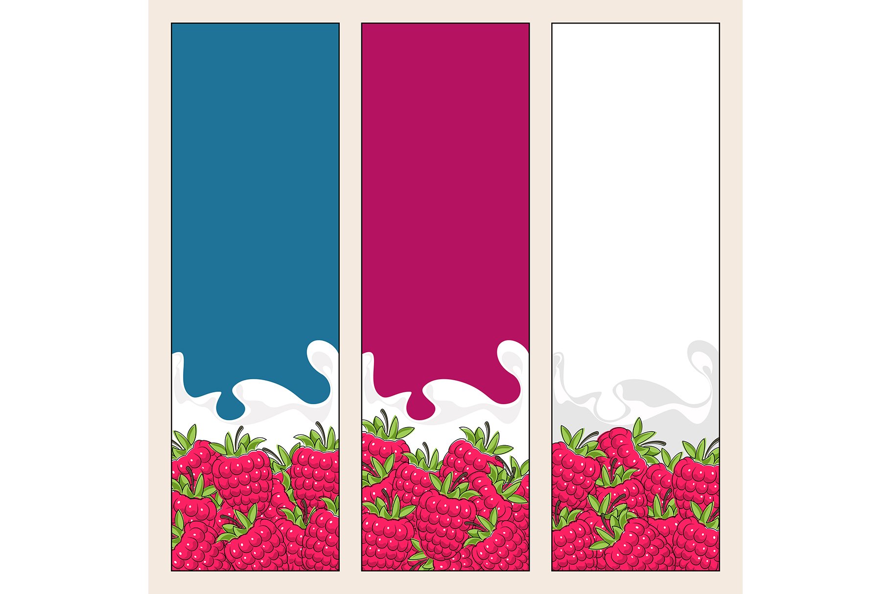 Set of banners with berry raspberry cover image.