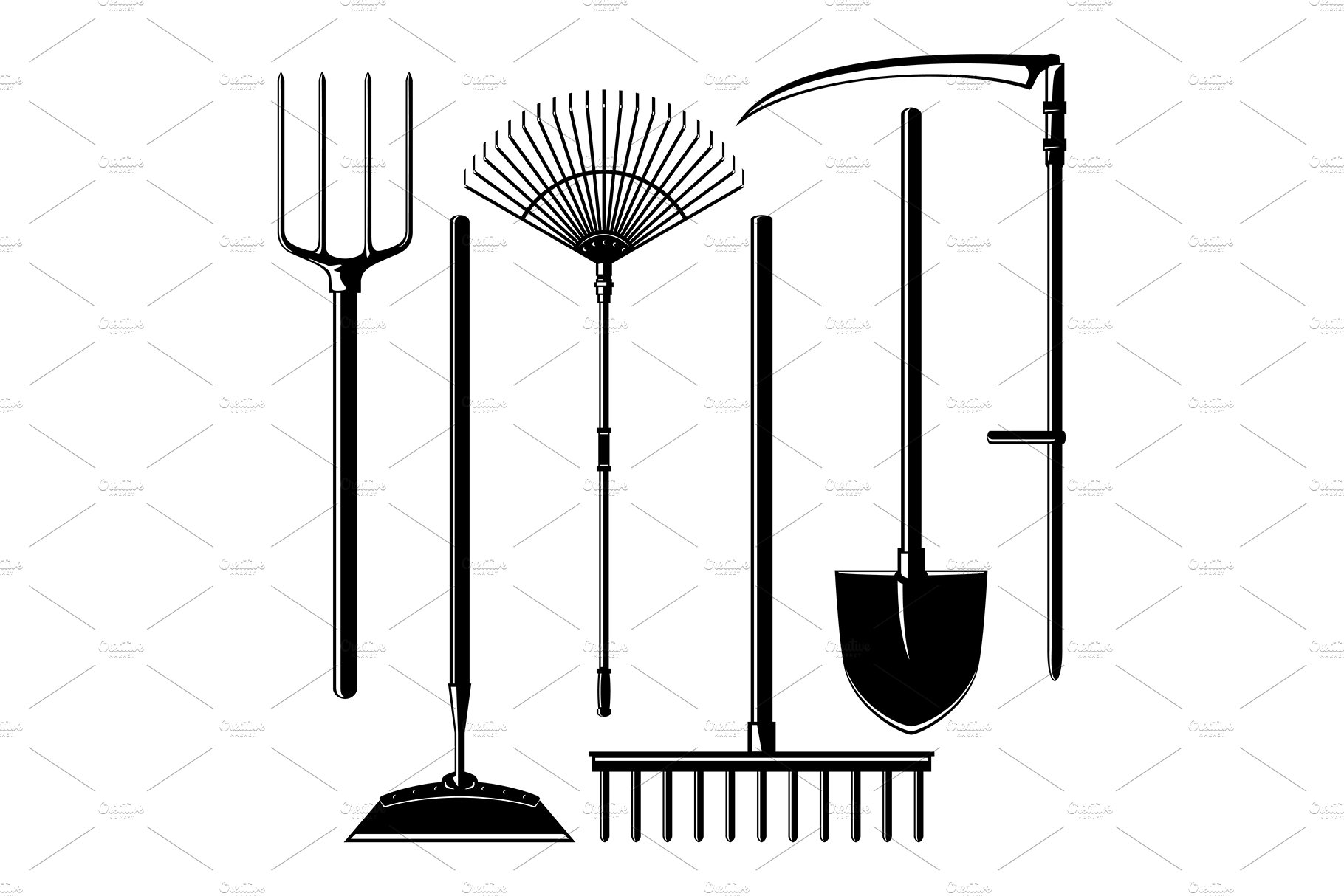 Set of Silhouette Agricultural Tools cover image.