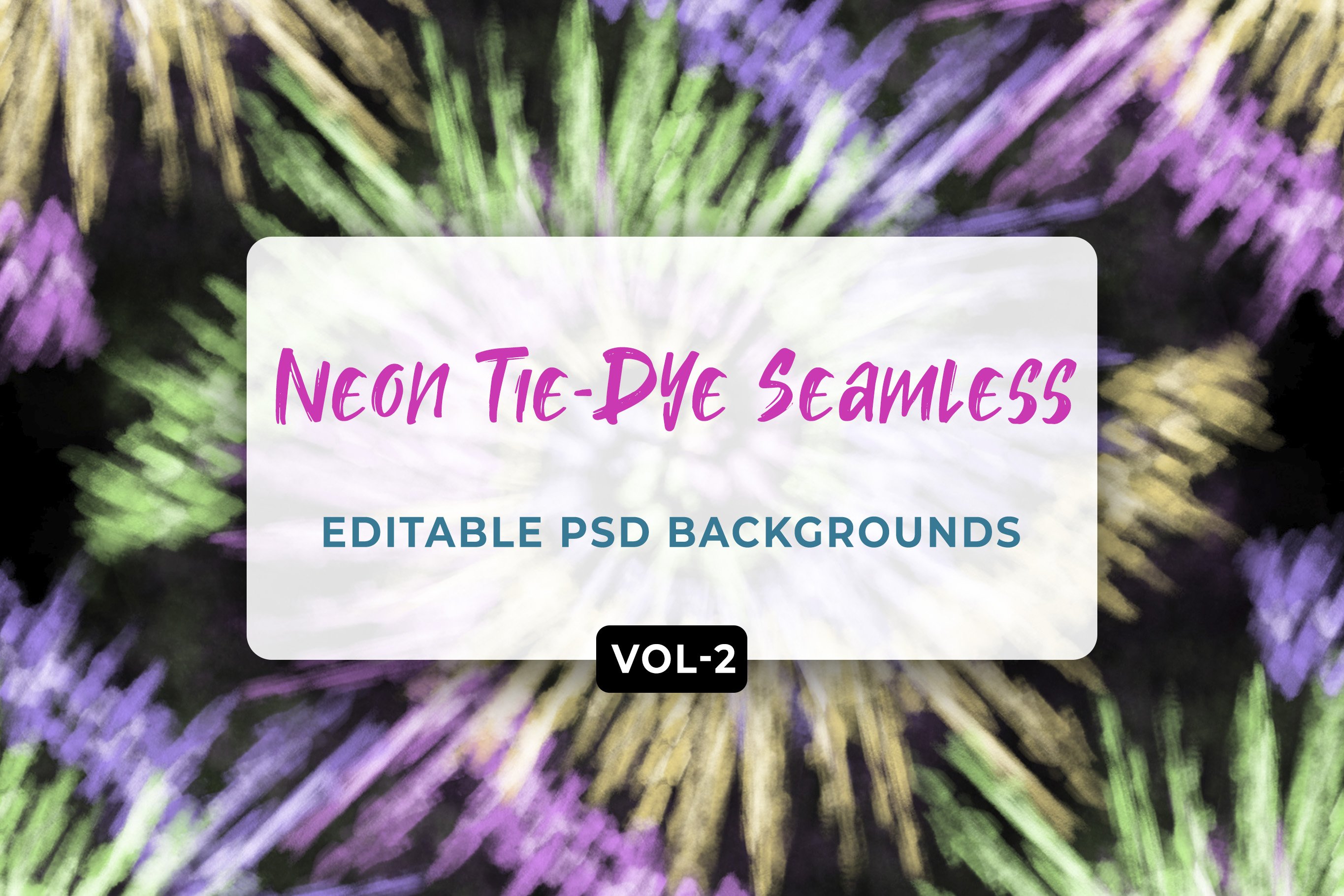 Neon Tie-Dye Seamless Patterns V-02 cover image.