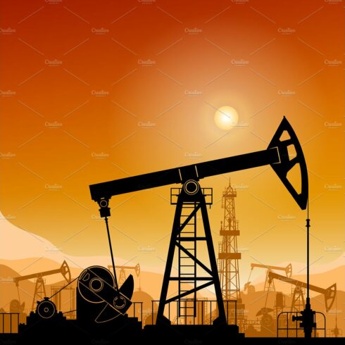 Silhouette pump jack at sunset cover image.