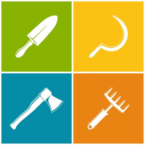 Set of colored farming icons cover image.
