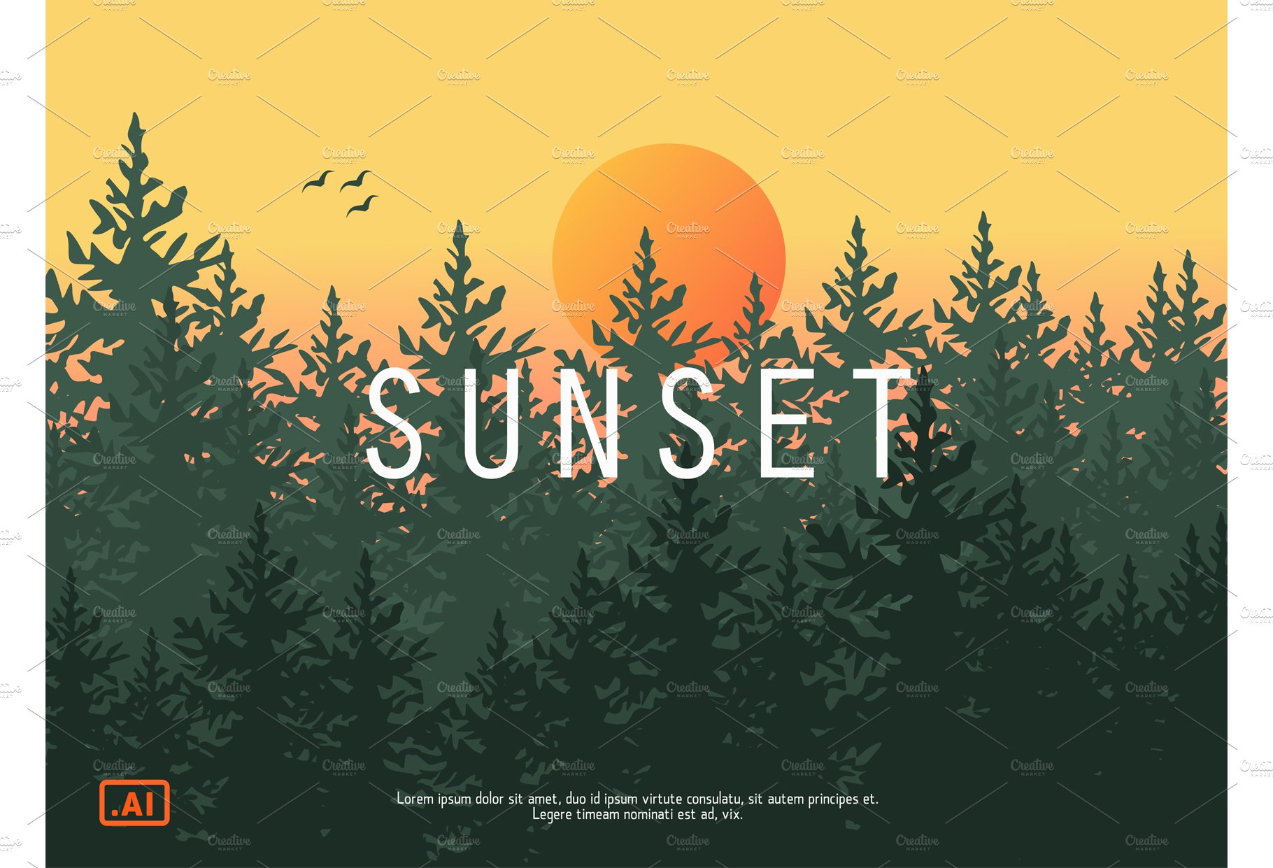 Sunset Forest Vector Background cover image.