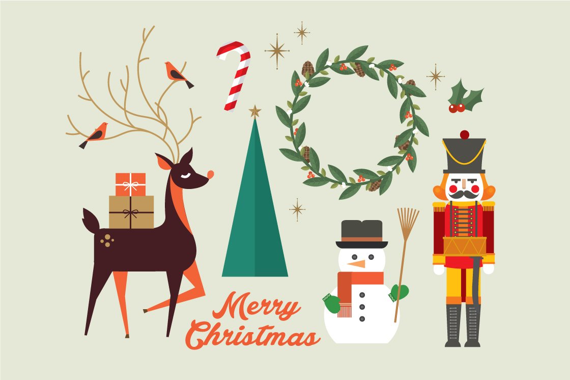 christmas elements/greeting vector cover image.