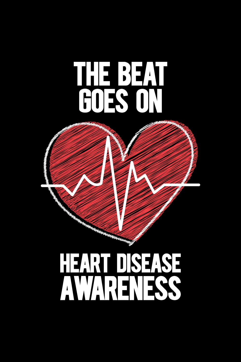 Heart Disease Warrior Illustrations For Print-Ready T-Shirts Design pinterest preview image.