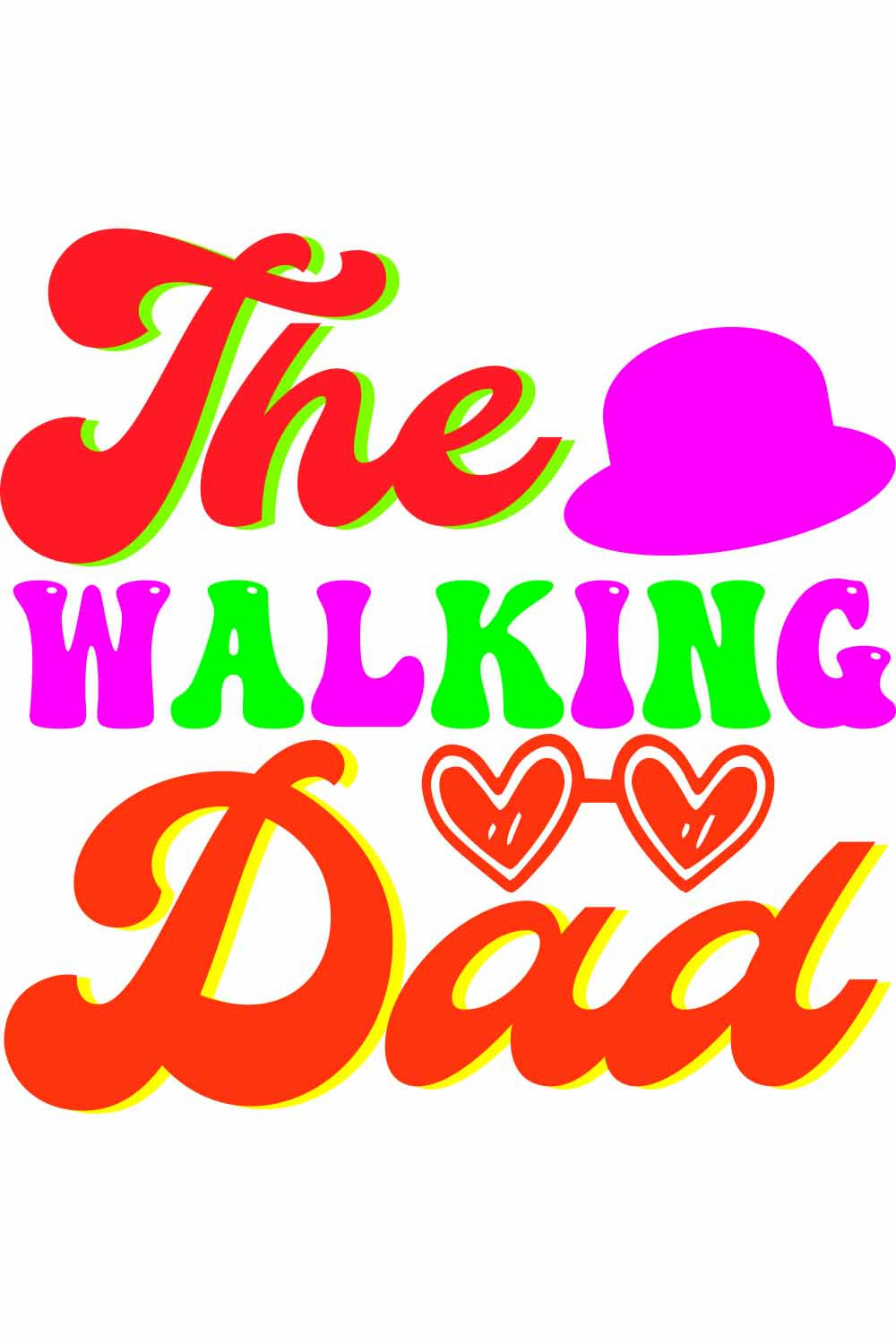 The Walking Dad Retro t-shirt Designs pinterest preview image.