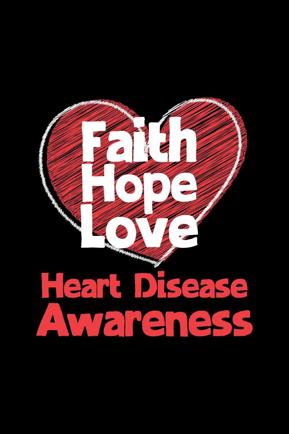 Heart Disease Warrior Illustrations For Print-Ready T-Shirts Design pinterest preview image.