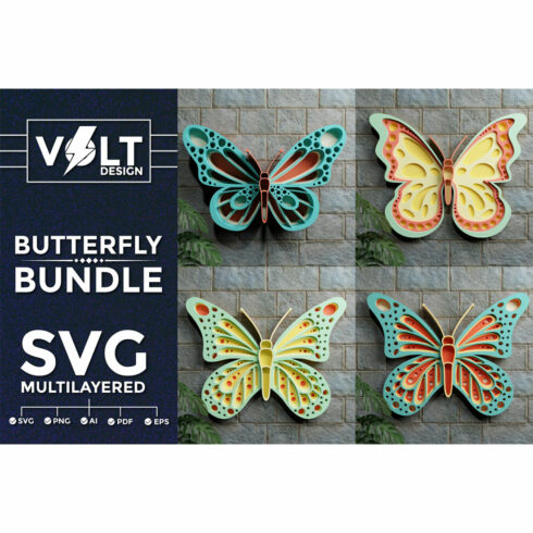 Butterfly 3D SVG Multilayered Bundle cover image.