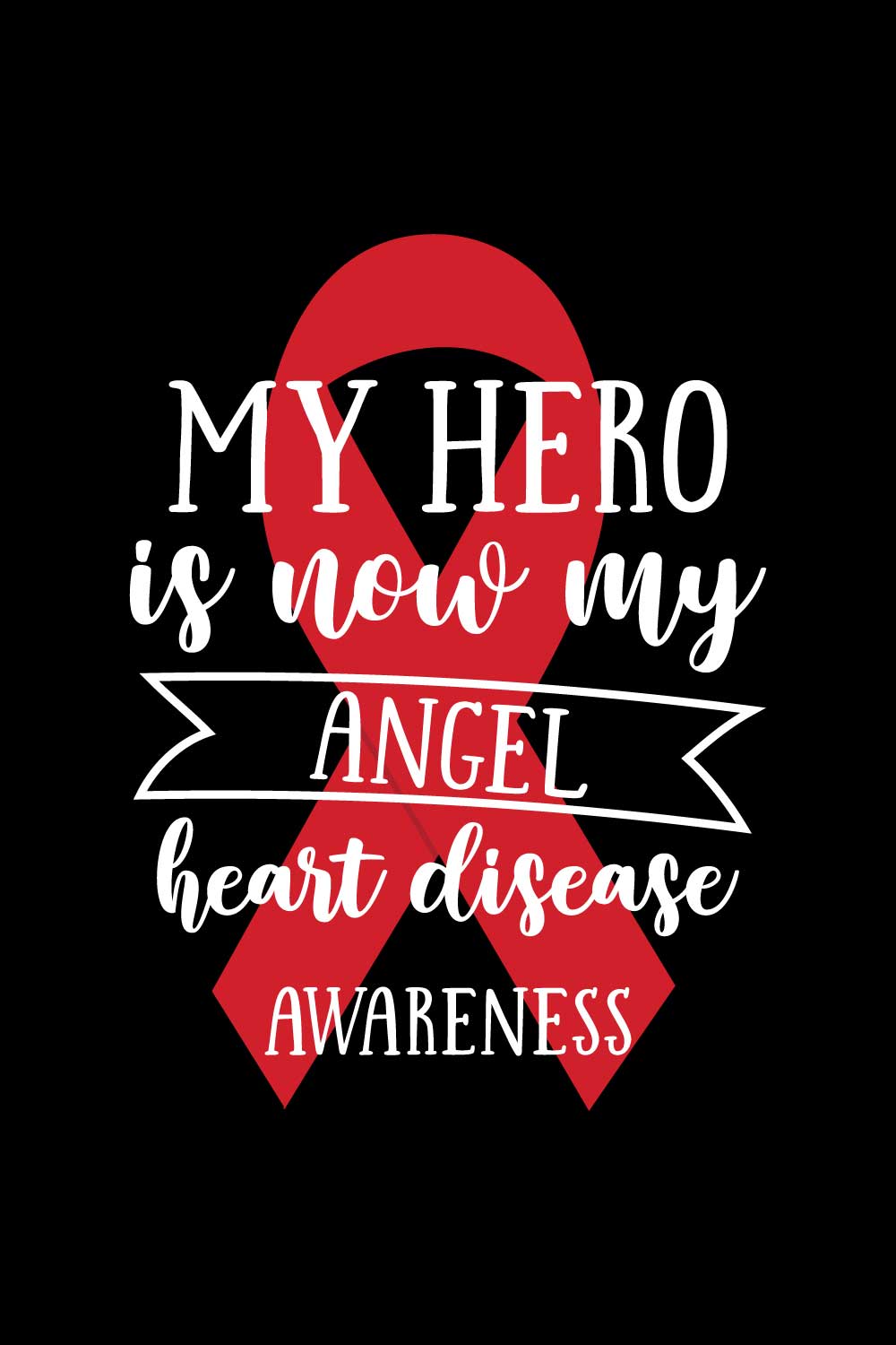 Heart Disease Warrior Illustrations For Print-Ready T-Shirts Design pinterest preview image.