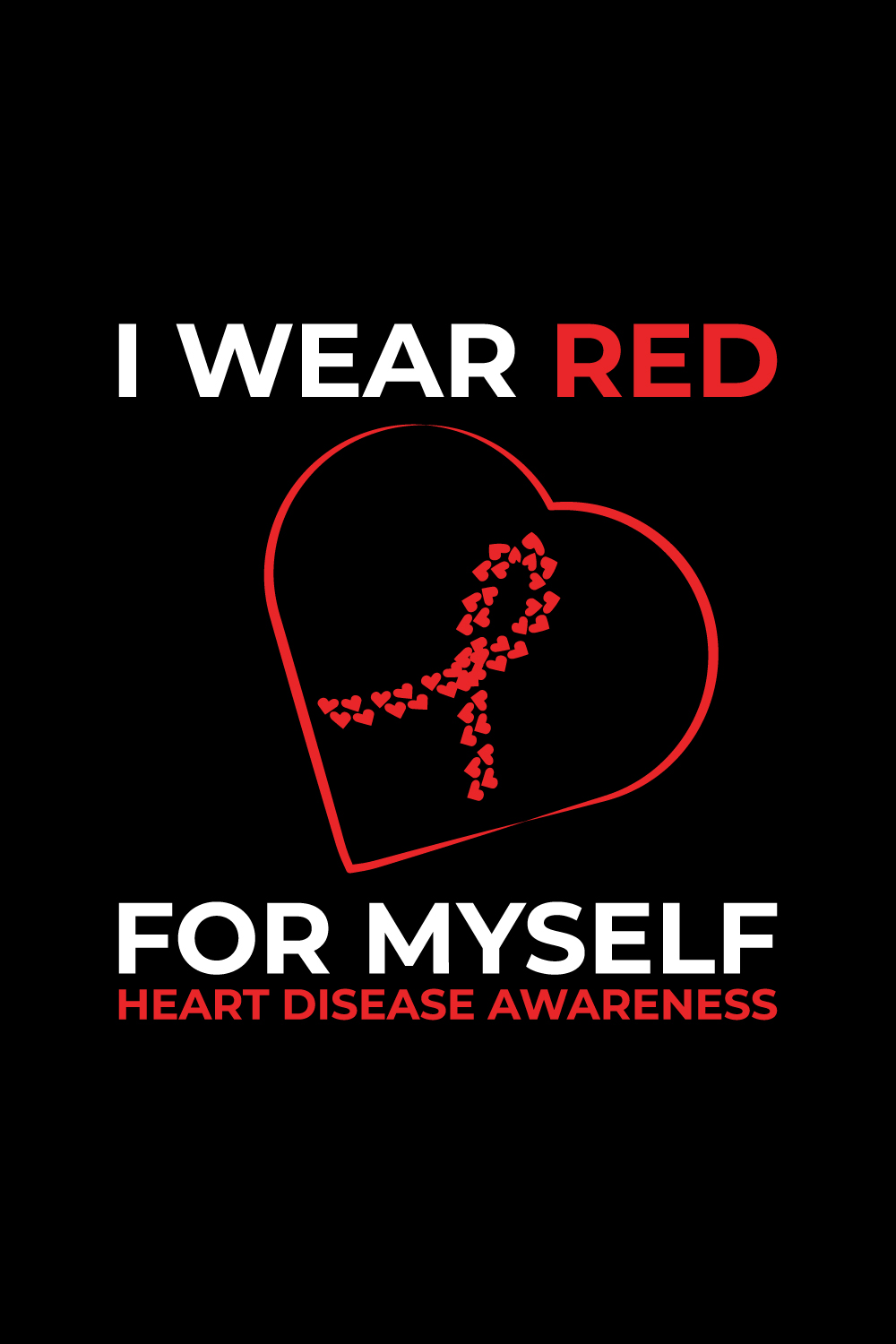 Heart Disease Warrior illustrations for print-ready T-Shirts design pinterest preview image.
