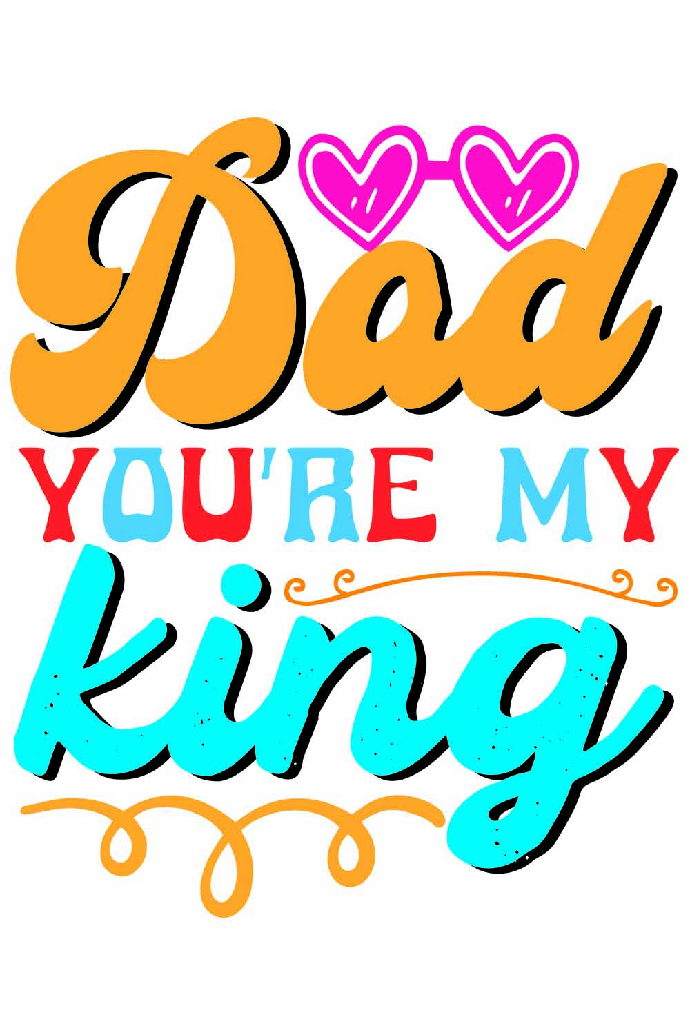 Dad You're My King Retro t-shirt Designs pinterest preview image.