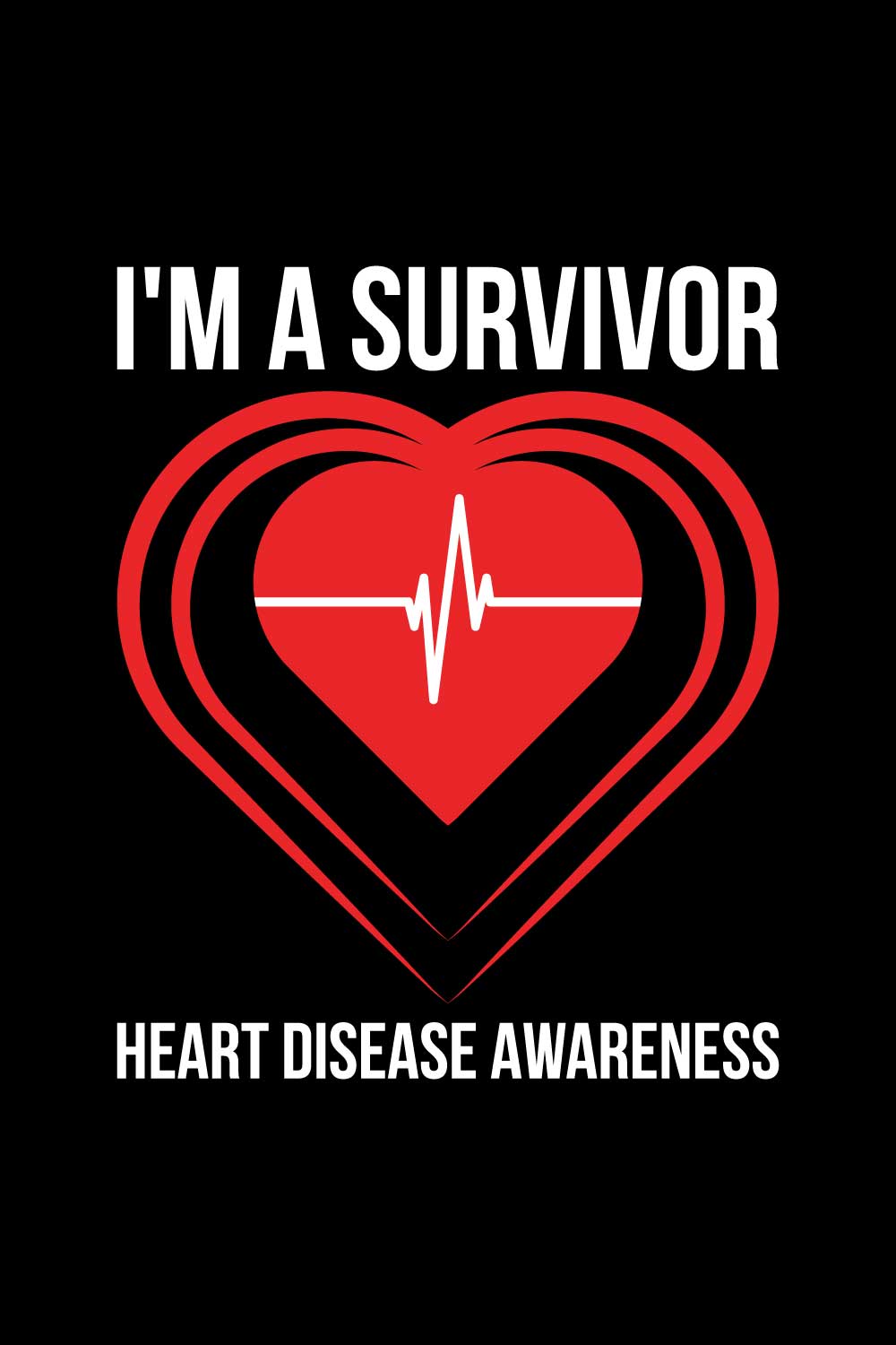 Heart Disease Warrior Illustrations For Print-Ready T-Shirts Design pinterest preview image.